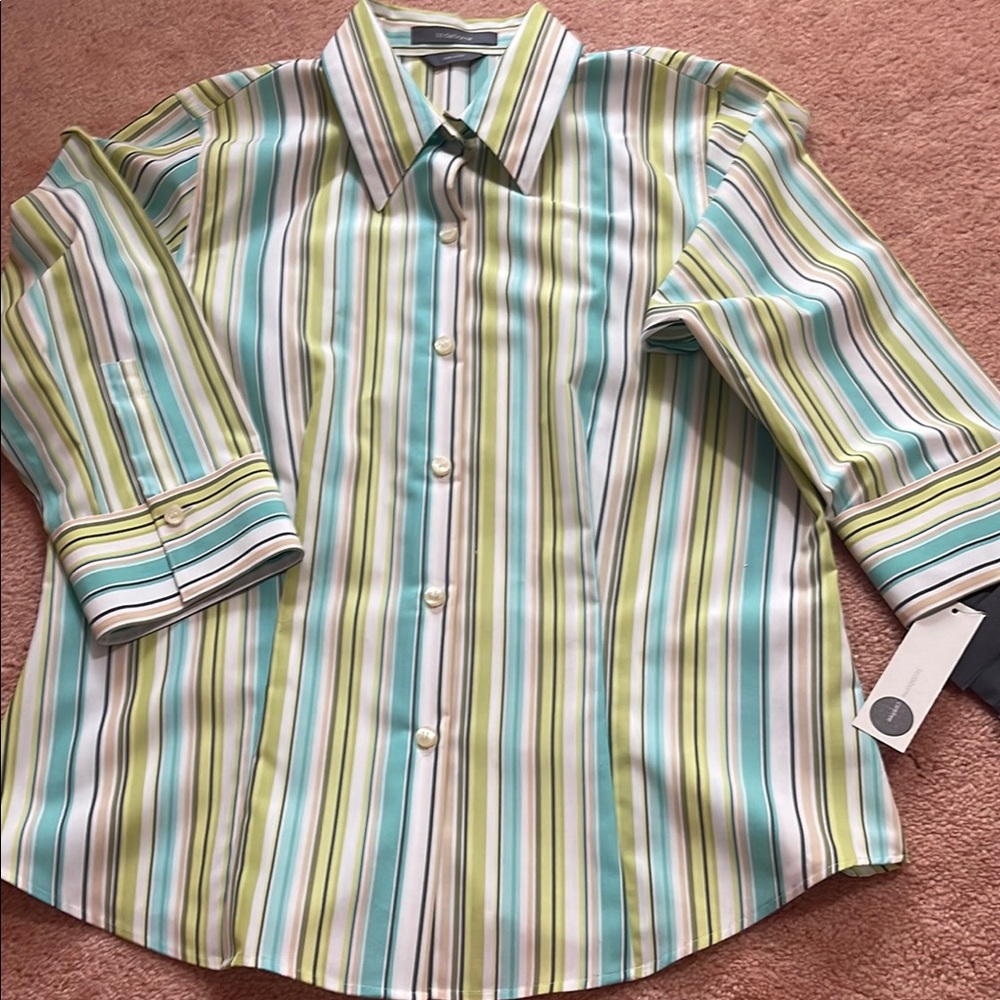Liz Claiborne Multicolor Striped Blouse 3 quarter sleeve length no offer please